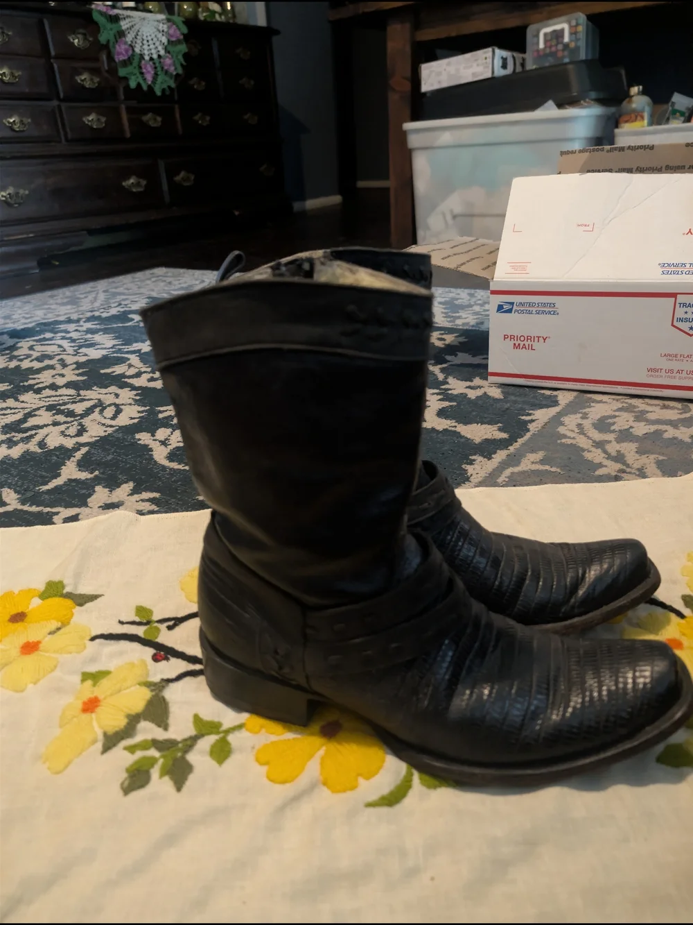 Rudel Cream Leather Western Boots